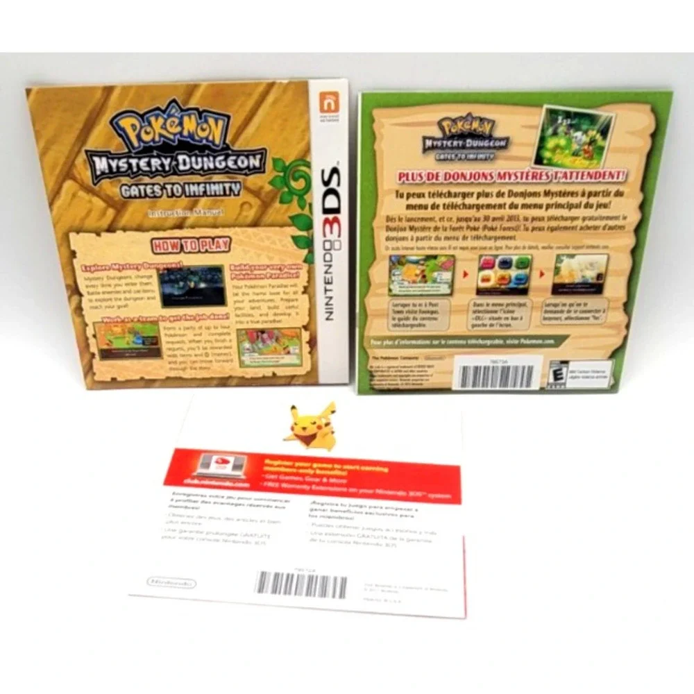 Pokemon MYSTERY DUNGEON‎ GATES TO INFINITY GAME MANUAL & INSERTS ONLY!! (3DS)